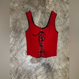 Vintage Black/Red Corset Top - Corset - Vintage